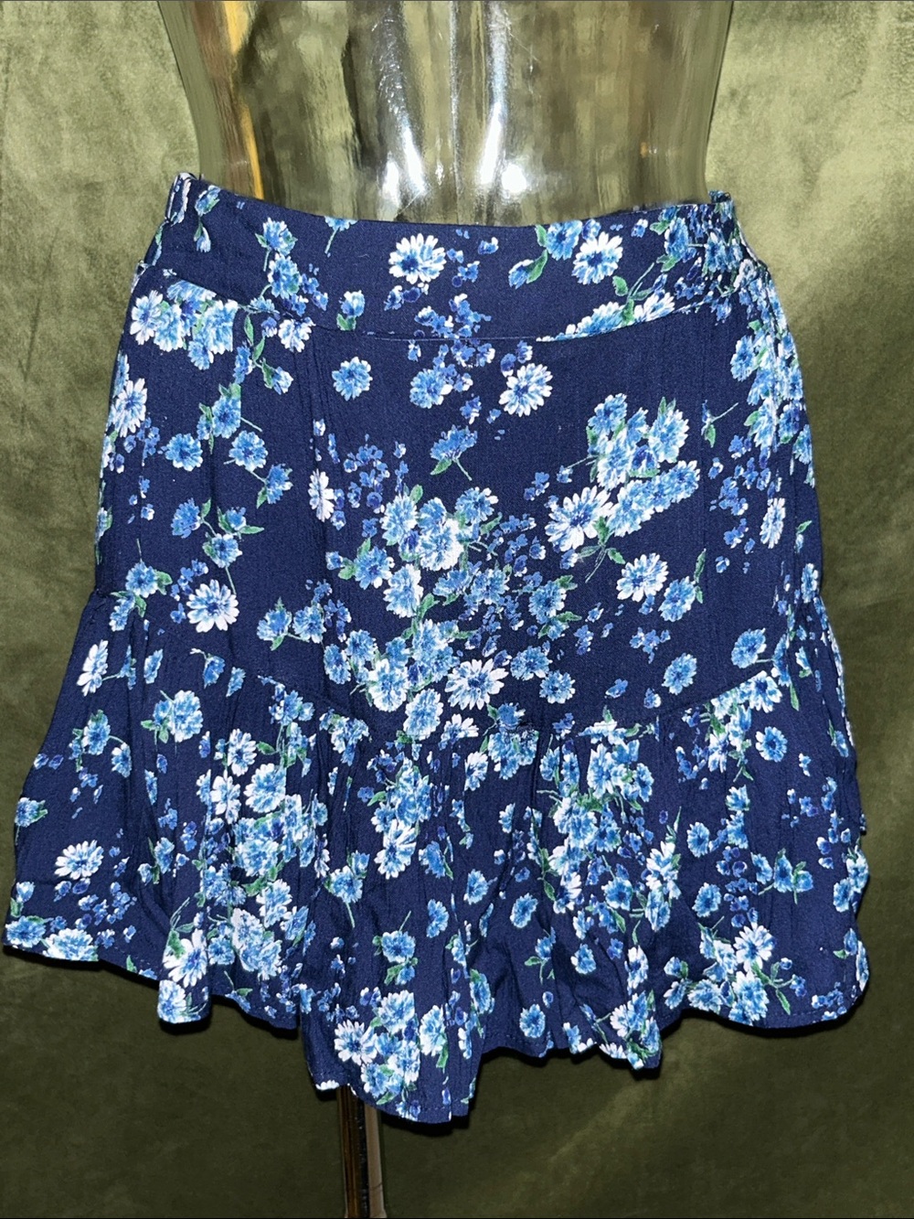 Women’s Navy Blue Floral Tiered Mini Skort